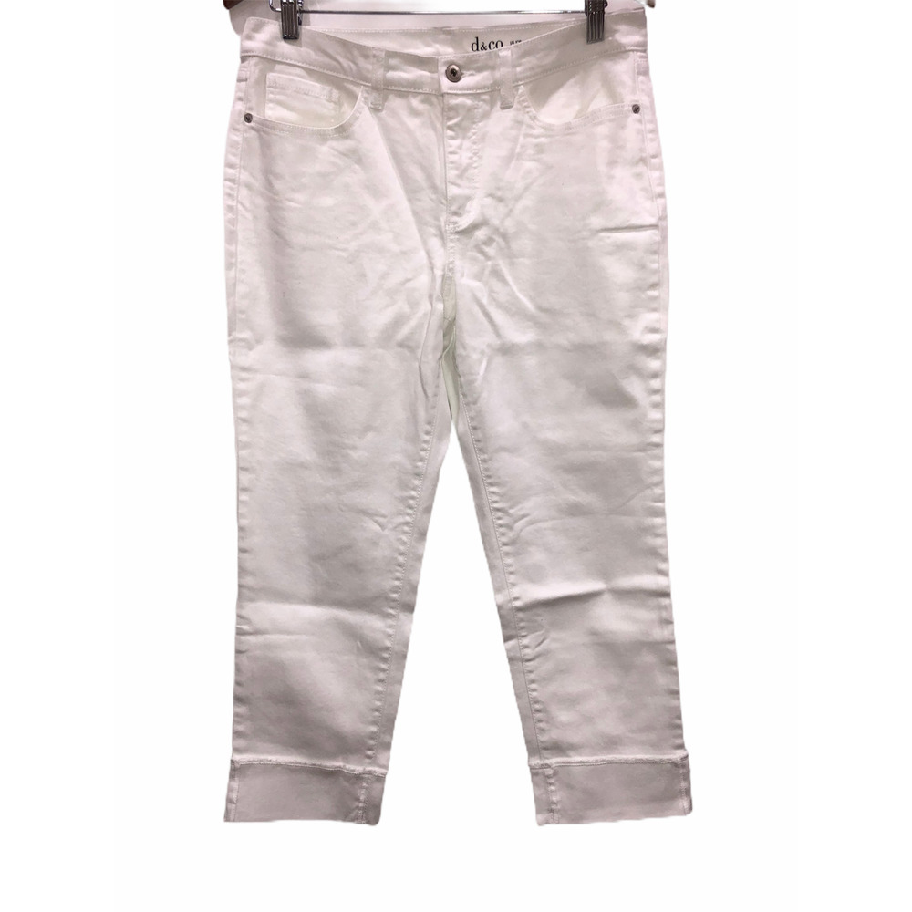 Studio by Denim & Co Petite Classic Denim Cuffed Ankle Jeans White 26WP Size